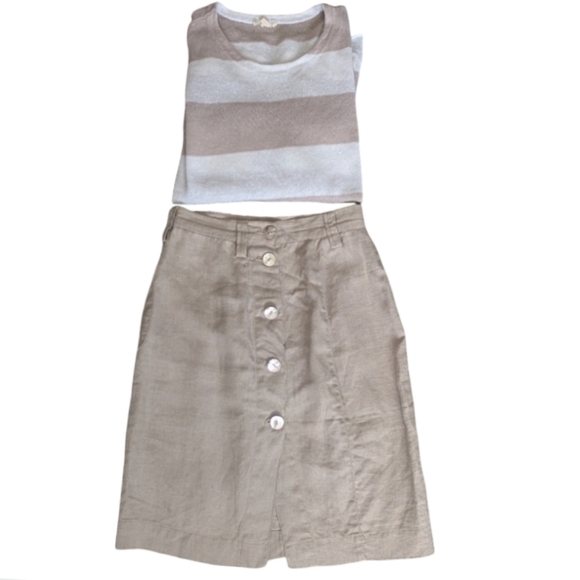 Vintage Ralph Lauren Country Linen Button Front Midi Skirt Size 4 - Picture 8 of 12